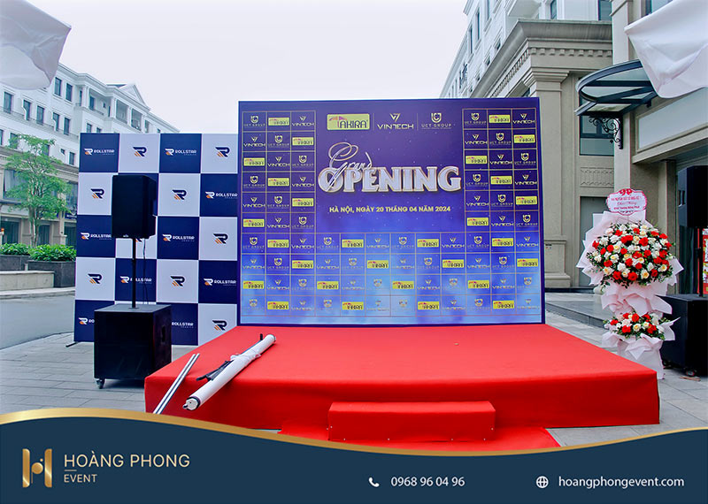 dịch vụ thi công backdrop khai trương
