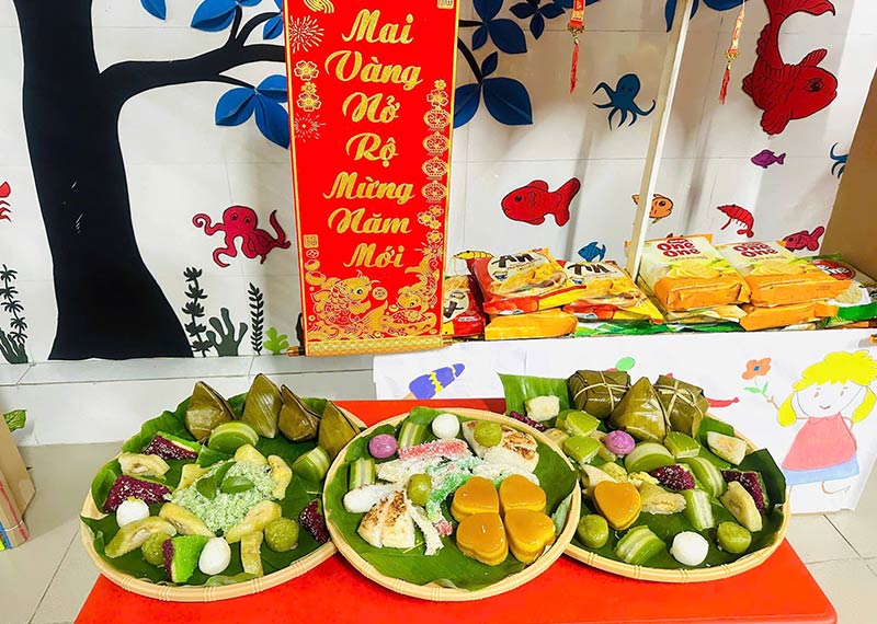 gian hàng ẩm thực mầm non