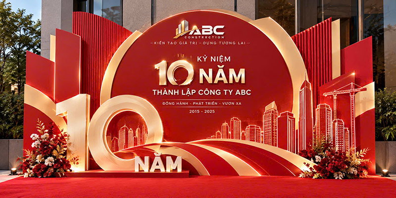 in backdrop kỷ niệm thành lập công ty
